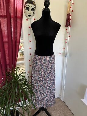 Boden Floral Maxi Skirt in Navy and Pink